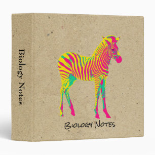 Neon Zebra Baby Animal Psychedelic Funky Retro Binder