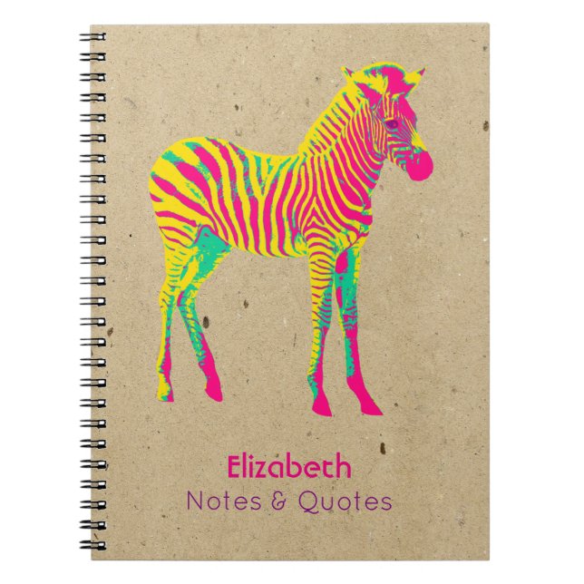 Neon Zebra Baby Animal Psychedelic Funky Retro Notebook (Front)