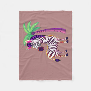 Neon Zebra Paradise Fleece Blanket