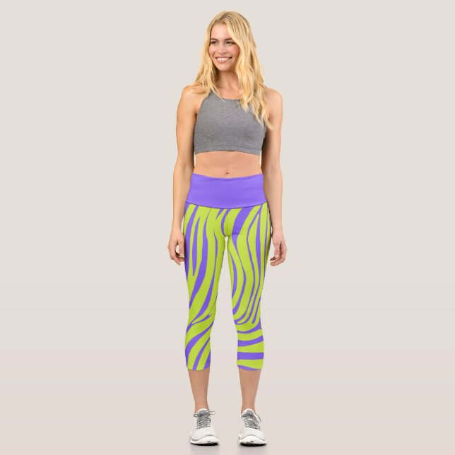 Neon Zebra Pattern Fashion Leggings (Front)