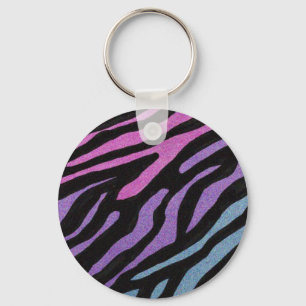 Neon Zebra Print Keychain