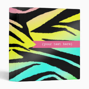 Neon Zebra Print Personalized Binder