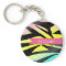 Neon Zebra Print Personalized Keychain