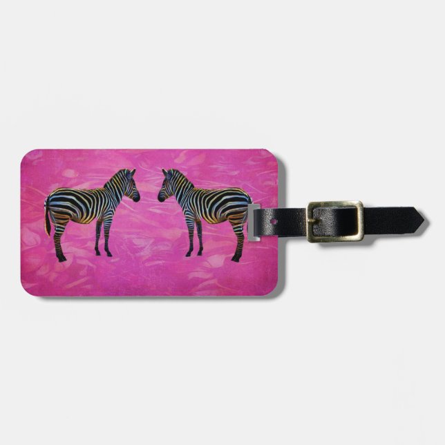 Neon Zebra Reflection Customized Address Phone Luggage Tag (Front Horizontal)
