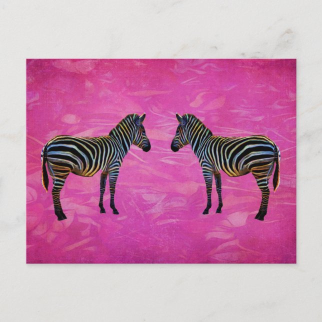 Neon Zebra Reflection Postcard (Front)