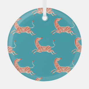 Neon Zebra: Retro Colourful Seamless Glass Ornament