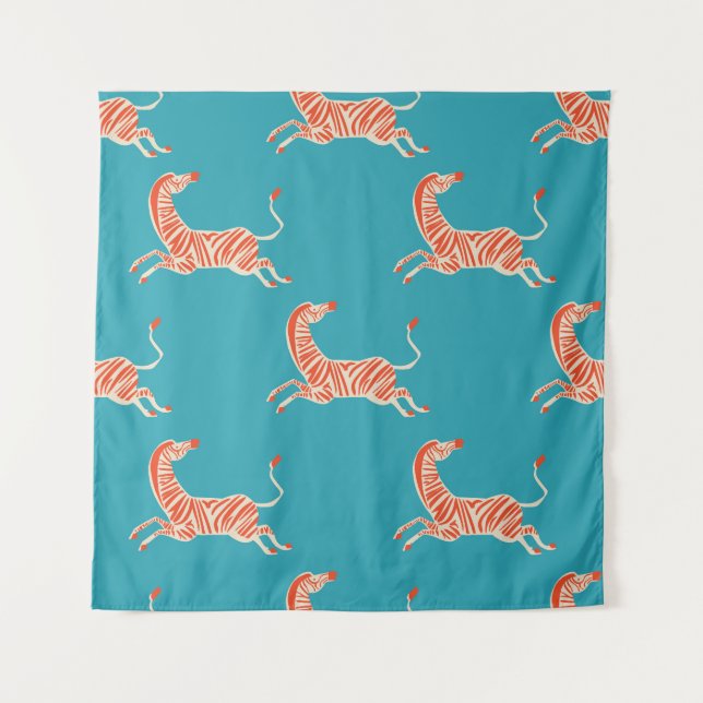 Neon Zebra: Retro Colourful Seamless Tapestry (Front)