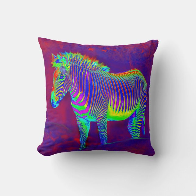neon zebra throw pillow (Front)