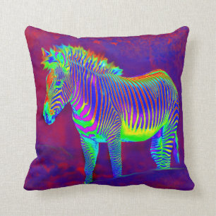 neon zebra throw pillow