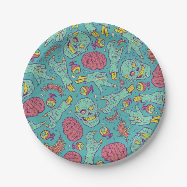 Neon Zombie Paper Cup - Halloween Party Paper Plate (Front)