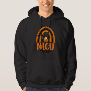 Neonatal Icu Nursing Halloween Pumpkin Rainbow Nic Hoodie