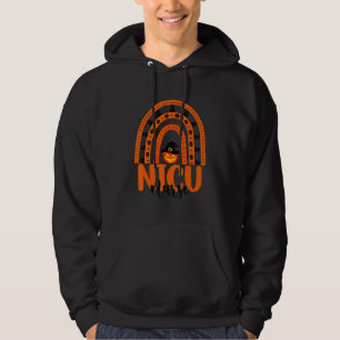 Neonatal Icu Nursing Halloween Pumpkin Rainbow Nic Hoodie
