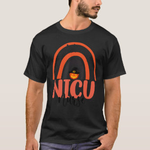 Neonatal Icu Nursing Halloween Pumpkin Rainbow Nic T-Shirt