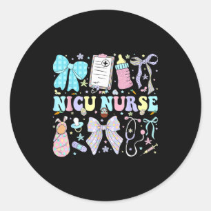 Neonatal intensive care unit coquette nicu nurse classic round sticker