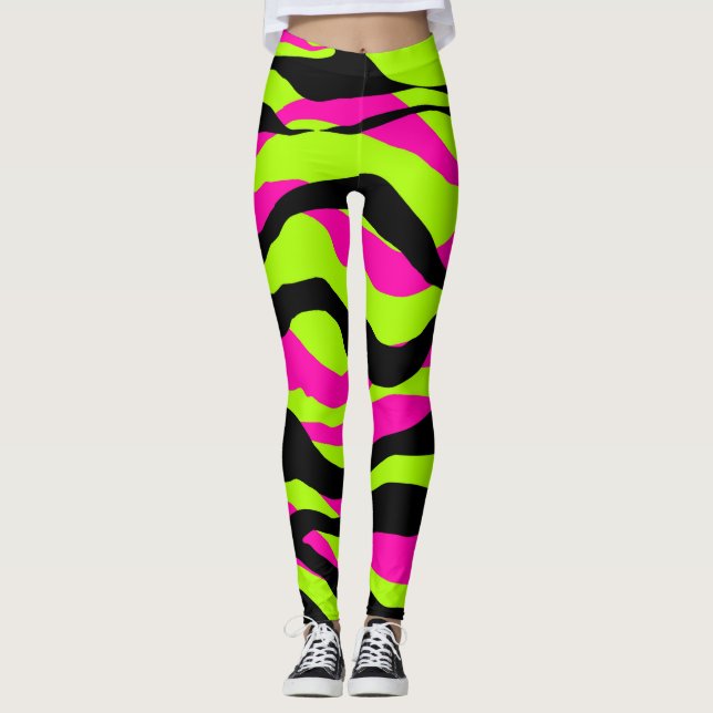 Neoncore Tricolour Animal Print Zebra Leggings (Front)