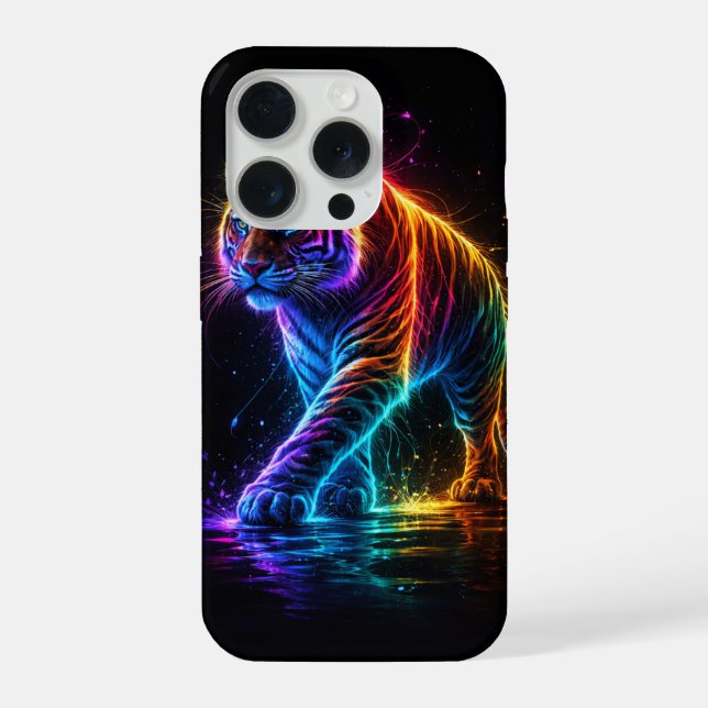 Neonfarbener Tiger iPhone Case (Back)