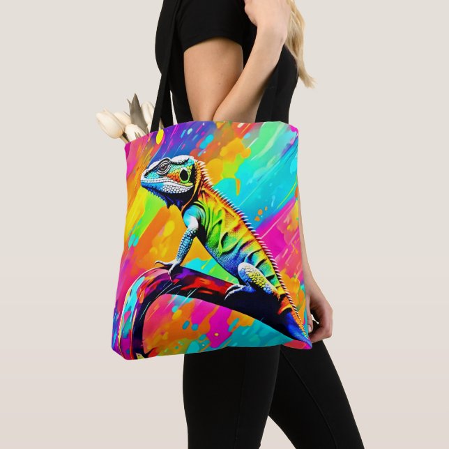 Neonscale Lizard Tote Bag (Close Up)