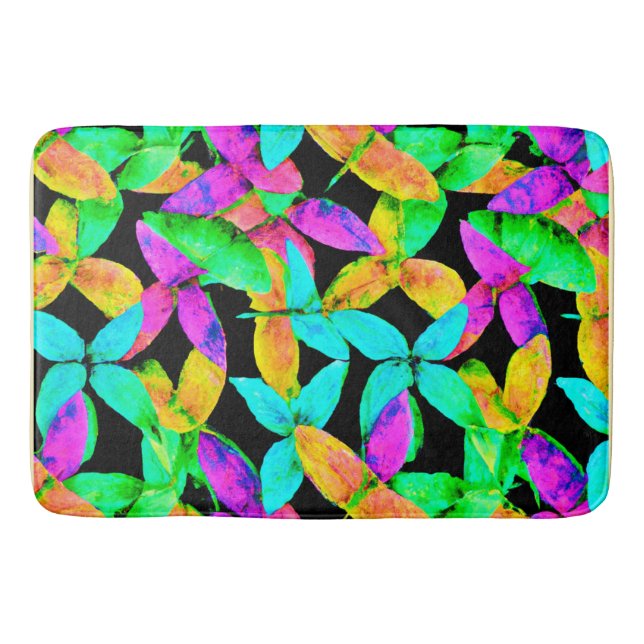 Neonscape Leaf Pattern Bath Mat (Front)