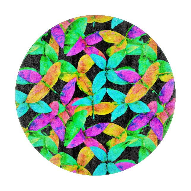 Neonscape Leaf Pattern Cutting Board (Front)