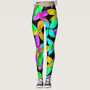 Neonscape Leaf Pattern Leggings