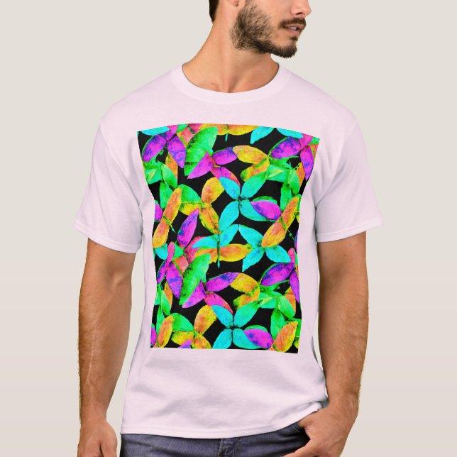 Neonscape Leaf Pattern T-Shirt (Front)