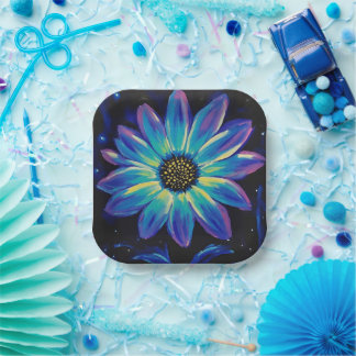 NeonWildFlower Paper Plate