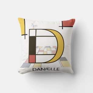 Neoplasticism Art Cool Monogram. Letter D Throw Pillow