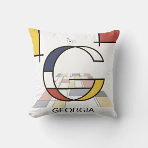 Neoplasticism Art Cool Monogram. Letter G Throw Pillow
