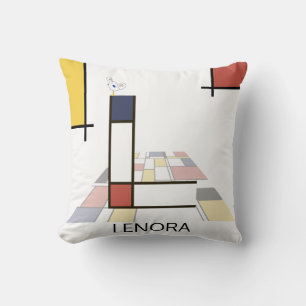 Neoplasticism Art Cool Monogram. Letter L Throw Pillow