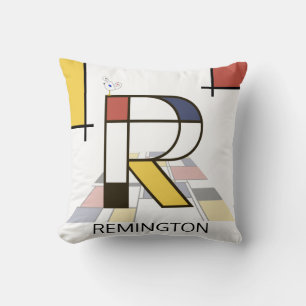 Neoplasticism Art Cool Monogram. Letter R Throw Pillow