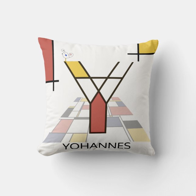 Neoplasticism Art Cool Monogram. Letter Y Throw Pillow (Front)