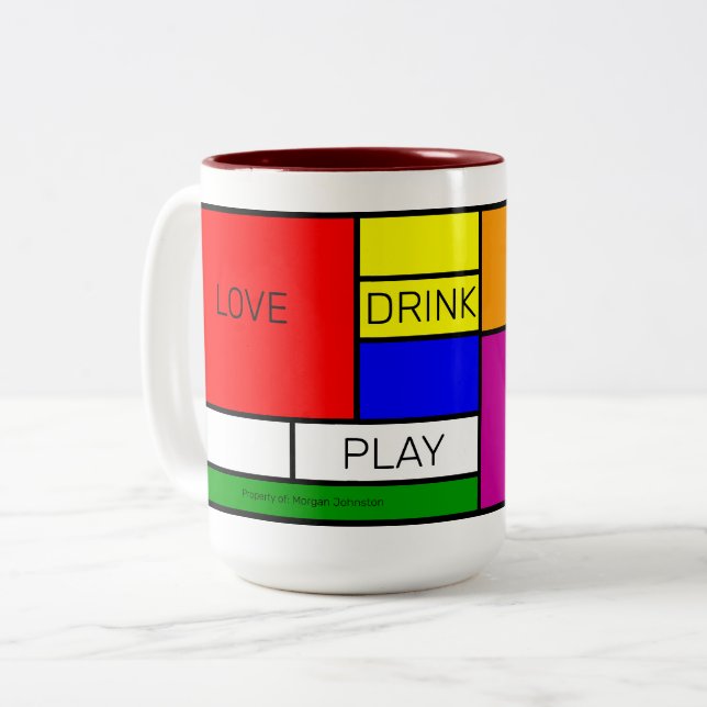 Neoplasticism Art "De Stijl" Style Two-Tone Coffee Mug (Front Left)