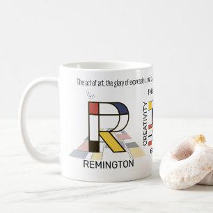 Neoplasticism Art Stylish Monogram. Letter R Coffee Mug
