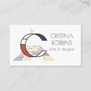 Neoplasticism style art monogram. Letter С Business Card