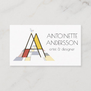 Neoplasticism style art monogram. Letter A Business Card