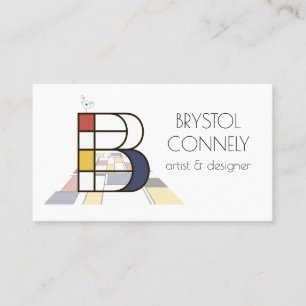 Neoplasticism style art monogram. Letter B Business Card