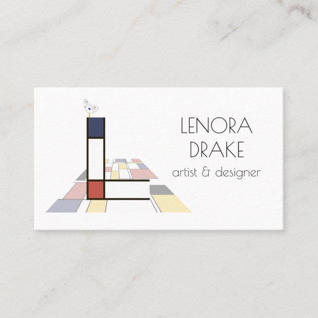 Neoplasticism style art monogram. Letter L Business Card (Front)