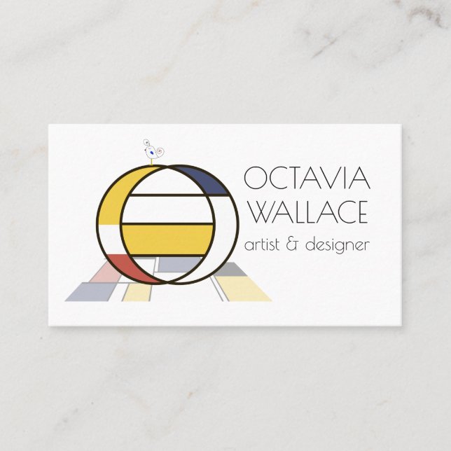 Neoplasticism style art monogram. Letter O Business Card (Front)