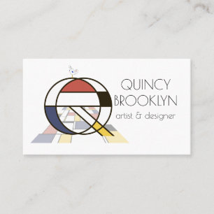 Neoplasticism style art monogram. Letter Q Business Card