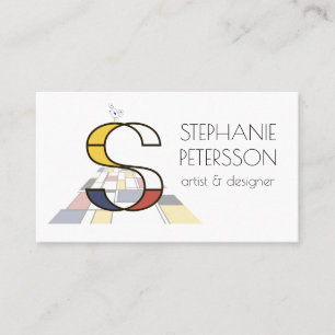 Neoplasticism style art monogram. Letter S Business Card