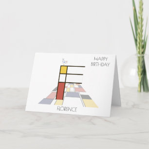 Neoplasticism Style Monogram. Letter F Card