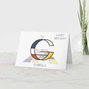 Neoplasticism Style Monogram. Letter G Card