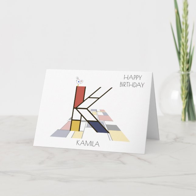 Neoplasticism Style Monogram. Letter K Card (Front)