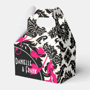 Neopolitan Damask Paisley fuschia black white Favor Box