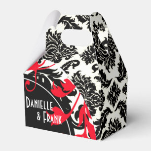 Neopolitan Damask Paisley   red black white Favor Box