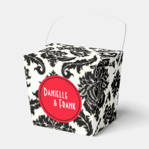 Neopolitan Damask Paisley red black white Favor Box