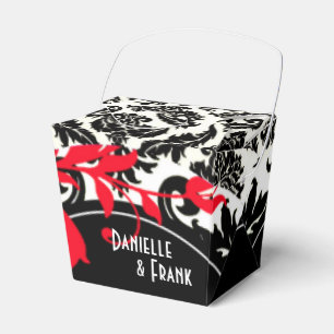 Neopolitan Damask Paisley red black white Favor Box