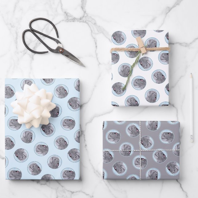 Neopolitan Mastiff Painting Grey Original Dog Art Wrapping Paper Sheet (Front)