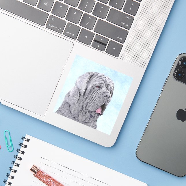 Neopolitan Mastiff Painting - Original Dog Art (Laptop w/ iPhone)