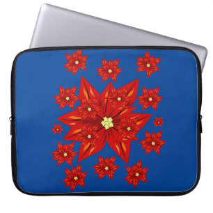 Neoprene Christmas Laptop Sleeve 15 in, Poinsettia